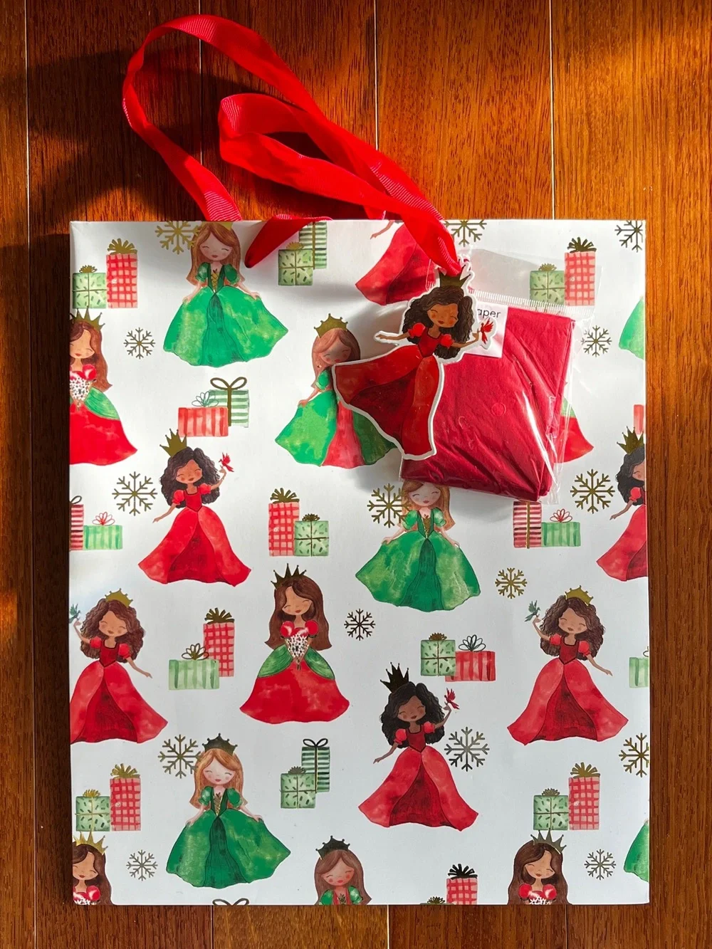 Real Simple Holiday Princess Christmas Bag With Tissue Paper